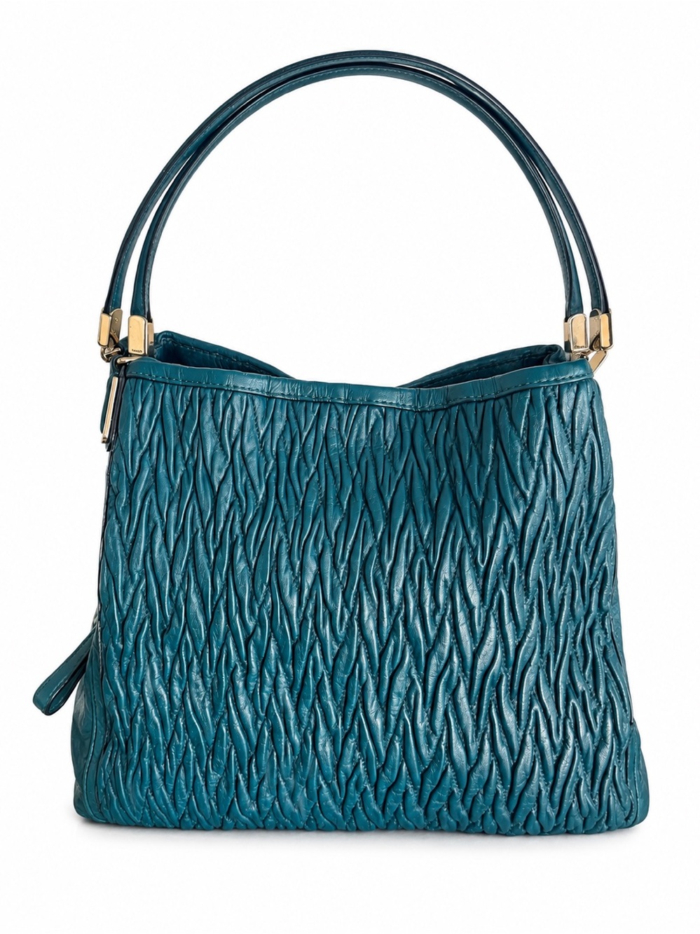 Coach Madison Phoebe 26257 Teal Gathered Twist Leather Shoulder Bag.
